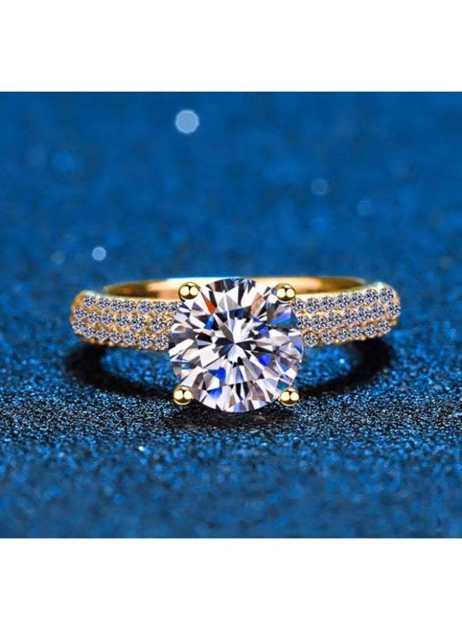 Promise ring, a solitaire-style commitment ring – a marriage promise – featuring a royal cubic zirconia stone design that combines the fluidity of flowers with the elegance of geometric details. - Image 1